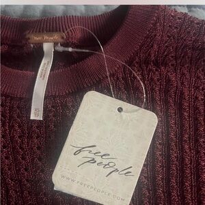 Free People Deep Red Textured Sweater